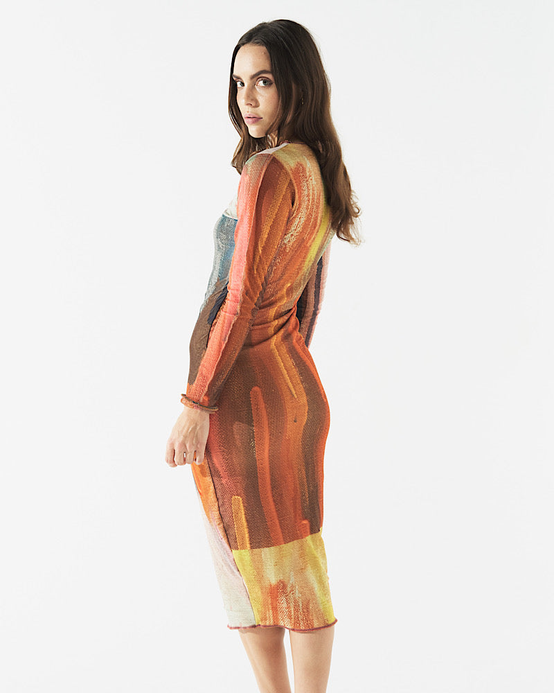 PEARL DRESS IN SUNSET MESH